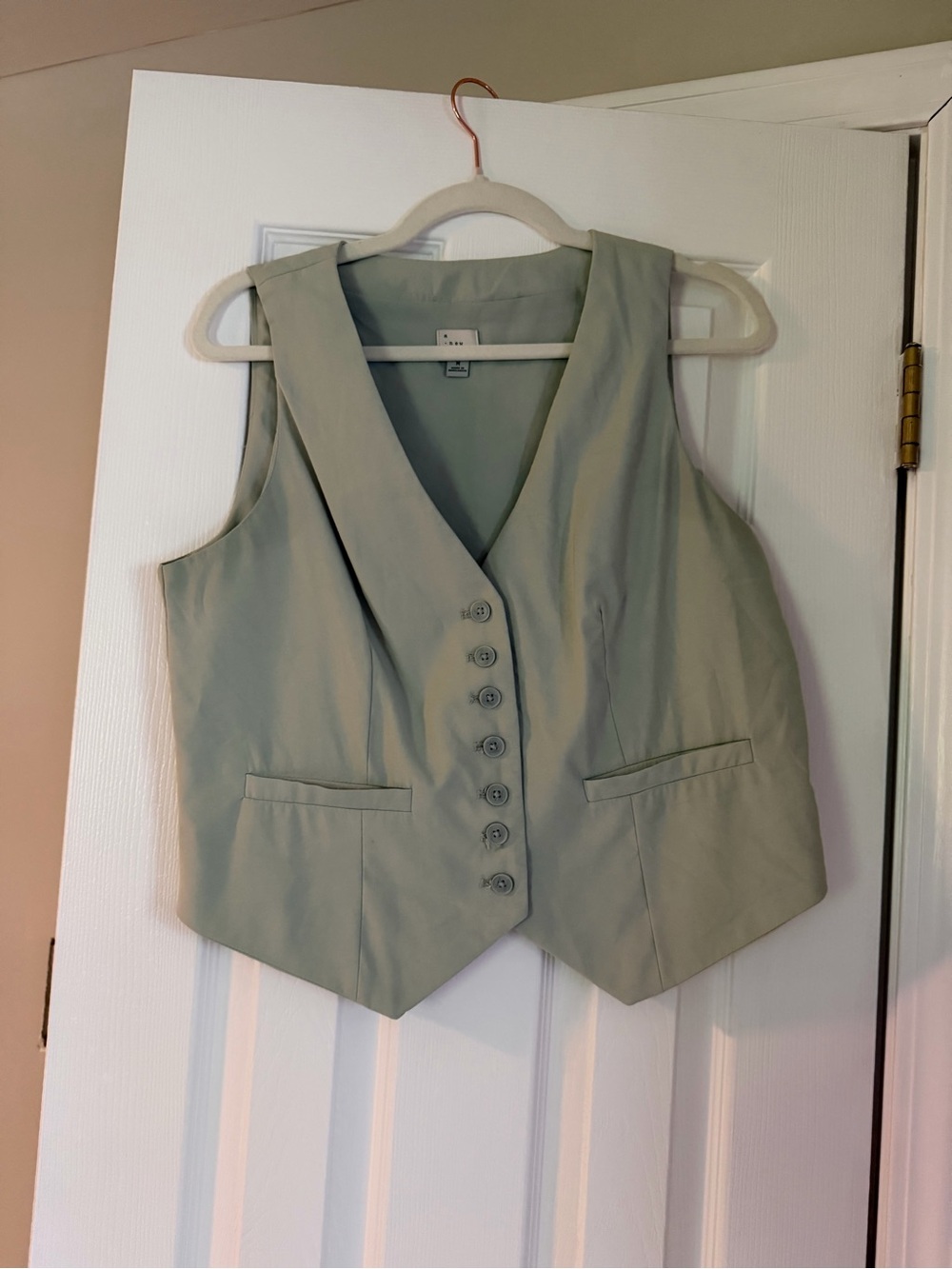 a new day Women's Sleeveless Button Vest in Sage Green